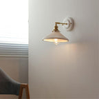 Vintage Ceramic Wall Light with Brass Swing Arm and Round Wall Plate