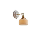 Vintage Ceramic Wall Light with Brass Swing Arm and Round Wall Plate