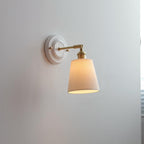 Vintage Ceramic Wall Light with Brass Swing Arm and Round Wall Plate