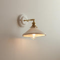 Vintage Ceramic Wall Light with Brass Swing Arm and Round Wall Plate