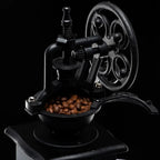 Vintage Metal Hand Crank Coffee Grinder with Ceramic Burr and Wooden Drawer