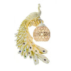 Vintage Resin Peacock Wall Light with Crystal Ball Shade for Living Room