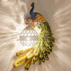 Vintage Resin Peacock Wall Light with Crystal Ball Shade for Living Room