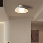 Wabi Sabi Semi Flush Ceiling Light with Bowl Shade and Opal Glass Globe
