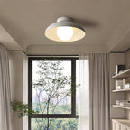 Wabi Sabi Semi Flush Ceiling Light with Bowl Shade and Opal Glass Globe