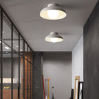 Wabi Sabi Semi Flush Ceiling Light with Bowl Shade and Opal Glass Globe