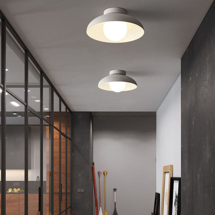 Wabi Sabi Semi Flush Ceiling Light with Bowl Shade and Opal Glass Globe