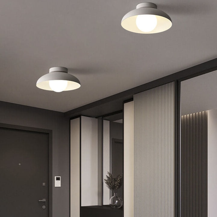 Wabi Sabi Semi Flush Ceiling Light with Bowl Shade and Opal Glass Globe