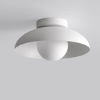 Wabi Sabi Semi Flush Ceiling Light with Bowl Shade and Opal Glass Globe