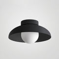 Wabi Sabi Semi Flush Ceiling Light with Bowl Shade and Opal Glass Globe