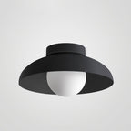 Wabi Sabi Semi Flush Ceiling Light with Bowl Shade and Opal Glass Globe