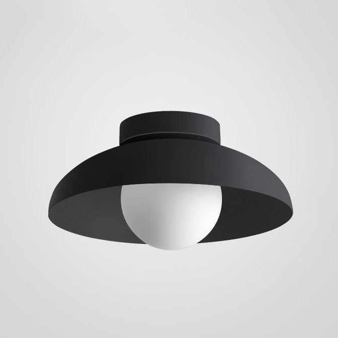 Wabi Sabi Semi Flush Ceiling Light with Bowl Shade and Opal Glass Globe