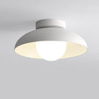 Wabi Sabi Semi Flush Ceiling Light with Bowl Shade and Opal Glass Globe