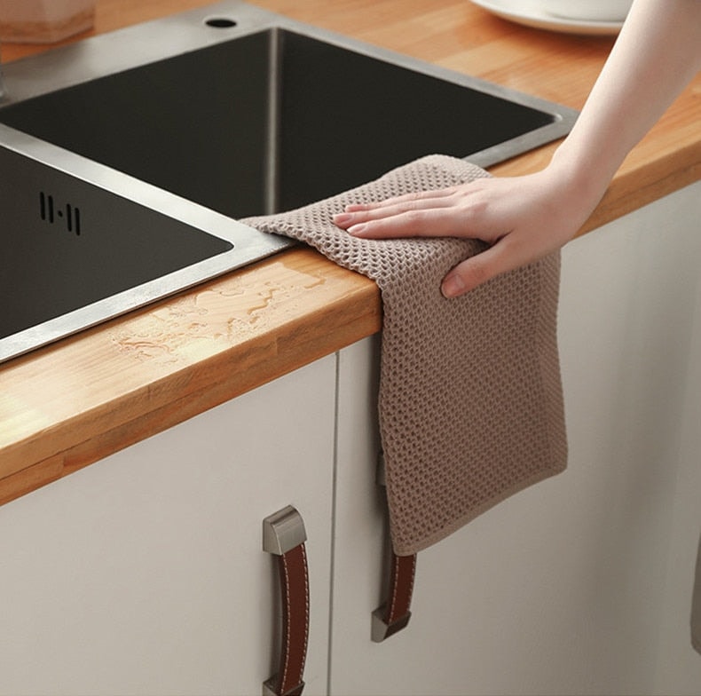 Waffle Weave Cotton Towel Set of Six Absorbent Honeycomb Towels for Kitchen