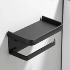 Wall Mounted Toilet Roll Holder with Phone Shelf in Rust Resistant Aluminium