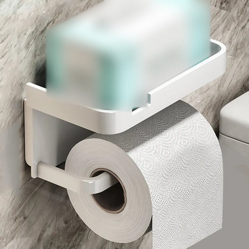 Wall Mounted Toilet Roll Holder with Phone Shelf in Rust Resistant Aluminium