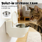 Wall Mounted Toilet Shaped Cat Water Bowl with Lid and Stainless Steel Insert