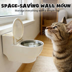 Wall Mounted Toilet Shaped Cat Water Bowl with Lid and Stainless Steel Insert