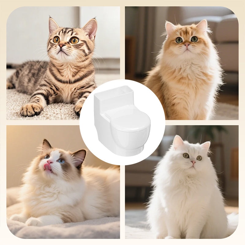 Wall Mounted Toilet Shaped Cat Water Bowl with Lid and Stainless Steel Insert