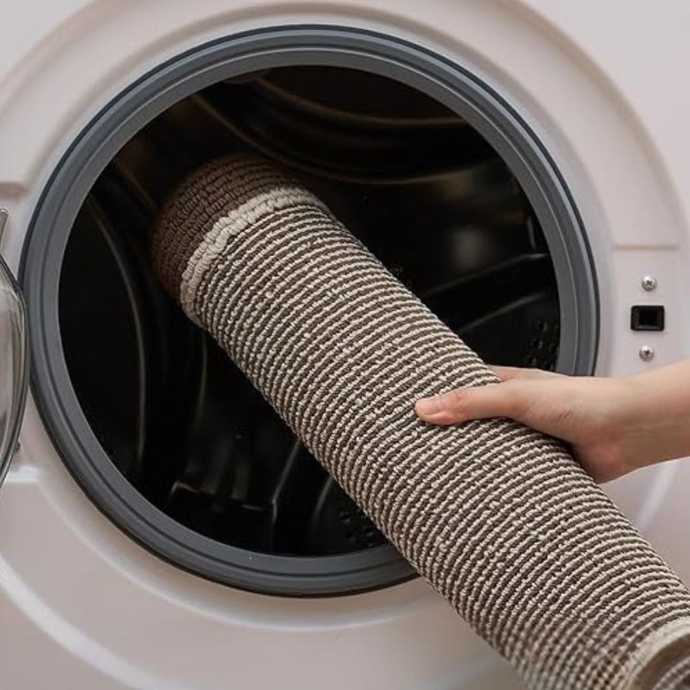 Washable Non Slip Kitchen Mat with Ribbed Texture and Contrast Border