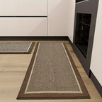 Washable Non Slip Kitchen Mat with Ribbed Texture and Contrast Border