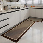 Washable Non Slip Kitchen Mat with Ribbed Texture and Contrast Border