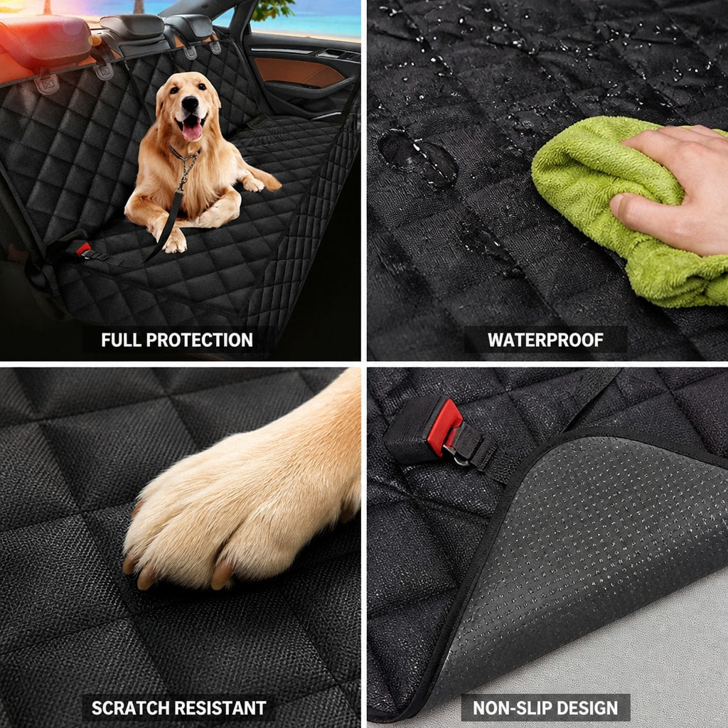 Waterproof Dog Car Seat Cover for Back Seat with Non Slip Backing