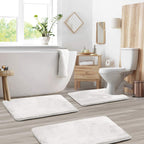 Memory Foam Bath Mat Set Three Piece Velvet Bathroom Rug Set with Contour Toilet Mat Absorbent Non Slip Machine Washable