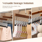 Wooden Multi Clip Hanger Set of Two with Swivel Hook for Socks Scarves and Ties