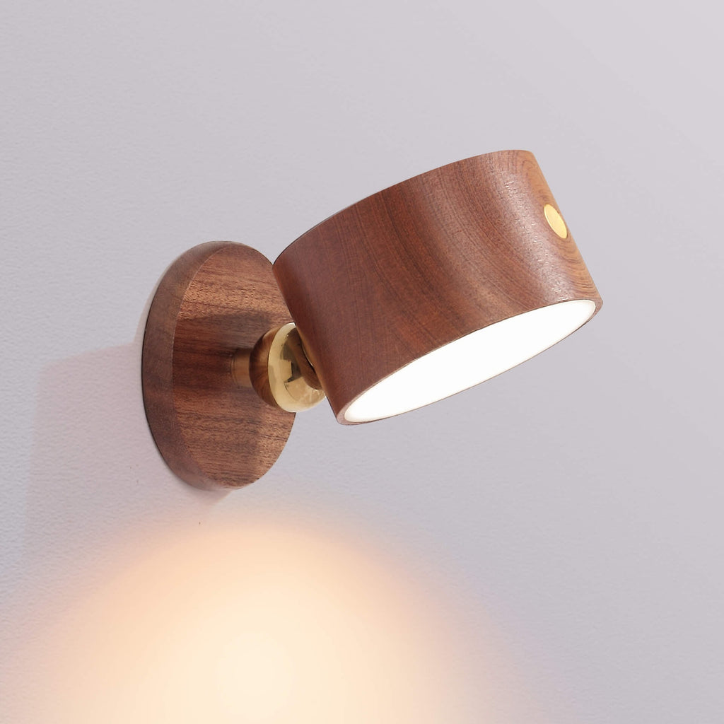 Wooden USB Rechargeable Magnetic Wall Light with Touch Control for Bedside